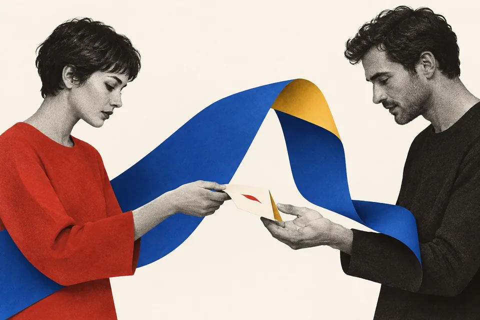 Des papiers découpés et des formes colorées donnent corps à la relation.