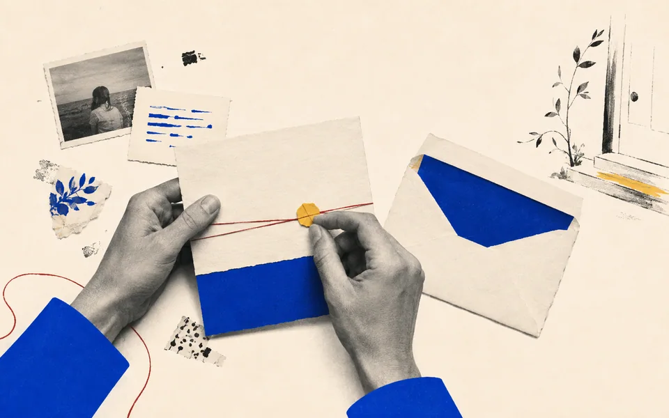 Editorial collage: people, ideas and documents connected.